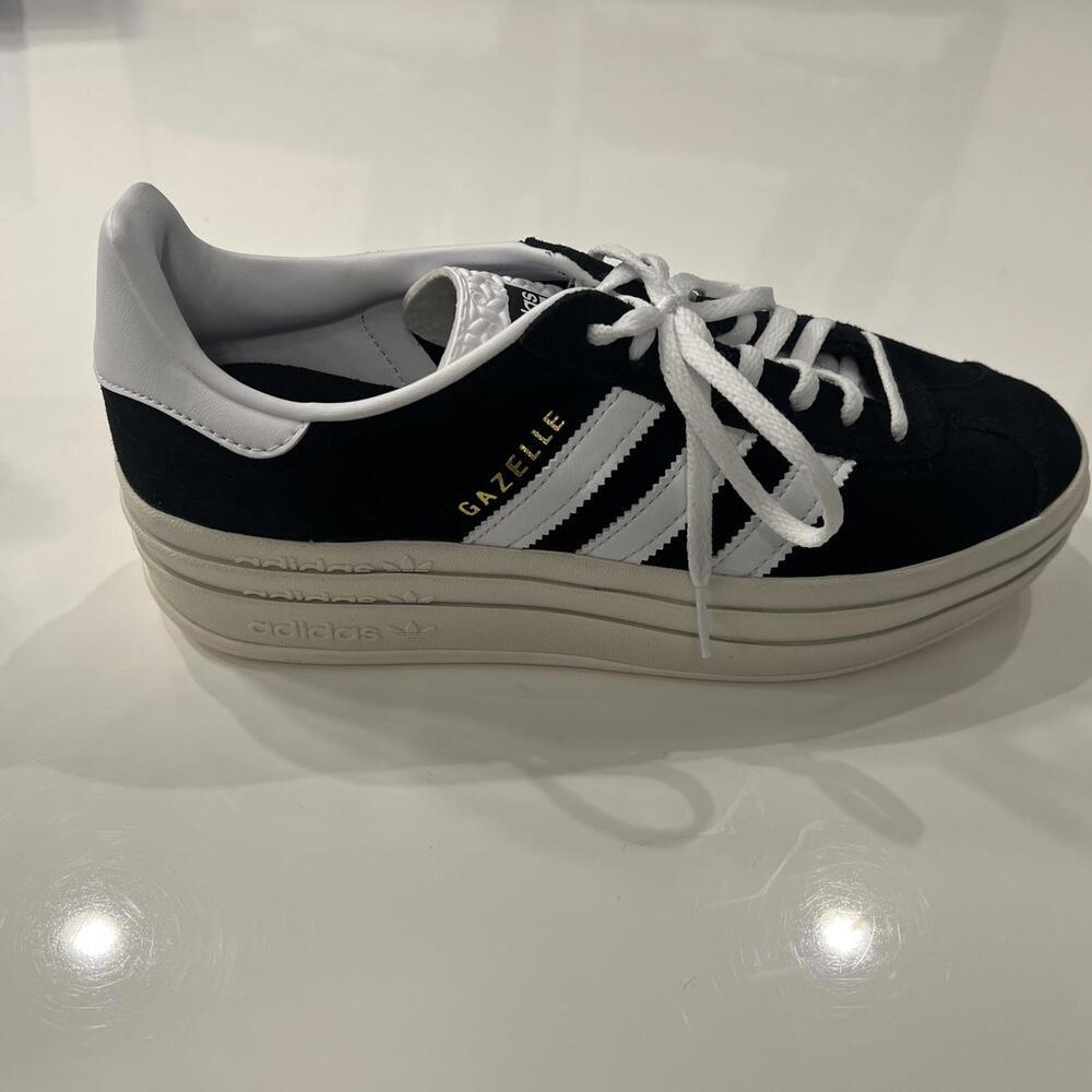 Adidas Gazelle Bold Platform Sneakers Shoes Black White HQ6912 Women’s Size 11 - Picture 3 of 5